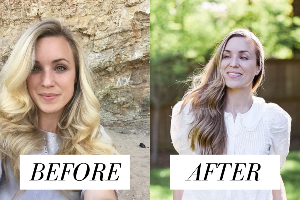 blonde before and after natural highlights