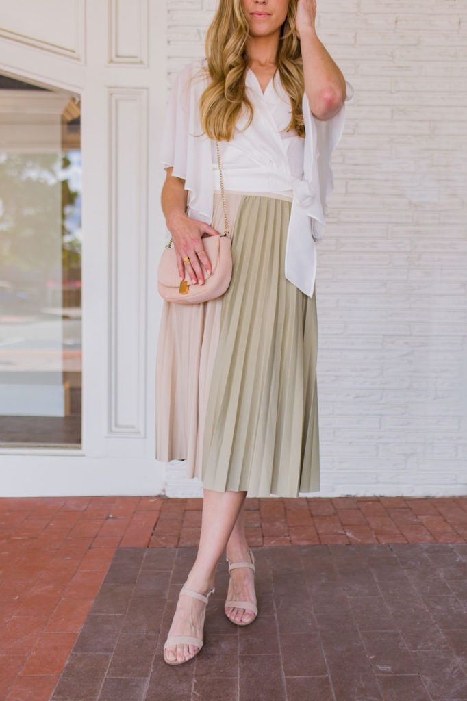 Chicwish Colorblock Skirt and White Wrap Top
