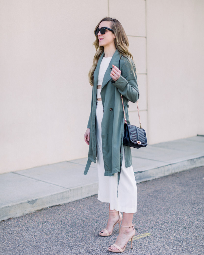 Green Trench Coat with Heels