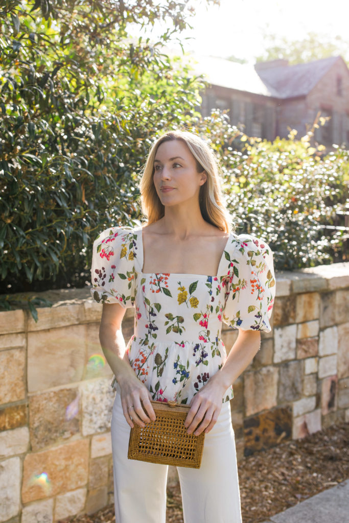 Floral print puff sleeve top