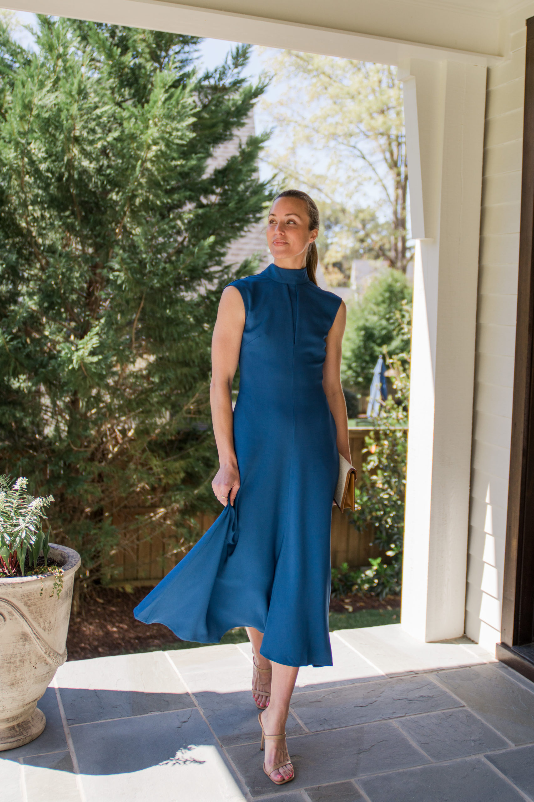 what to wear to a spring wedding reiss blue cocktail dress