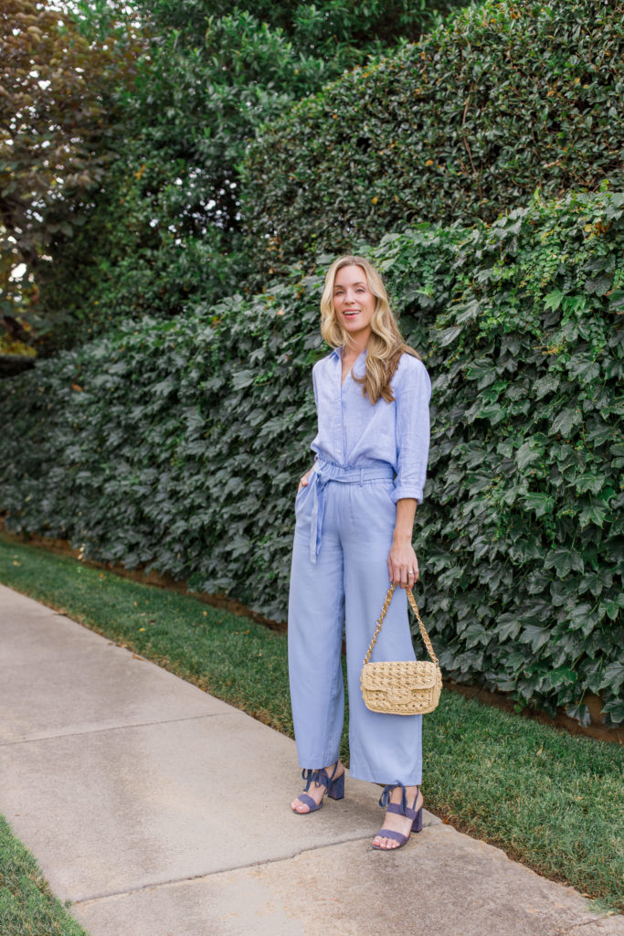 monochromatic blue outfit