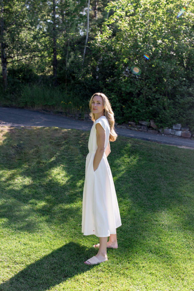 la ligne a-line white dress