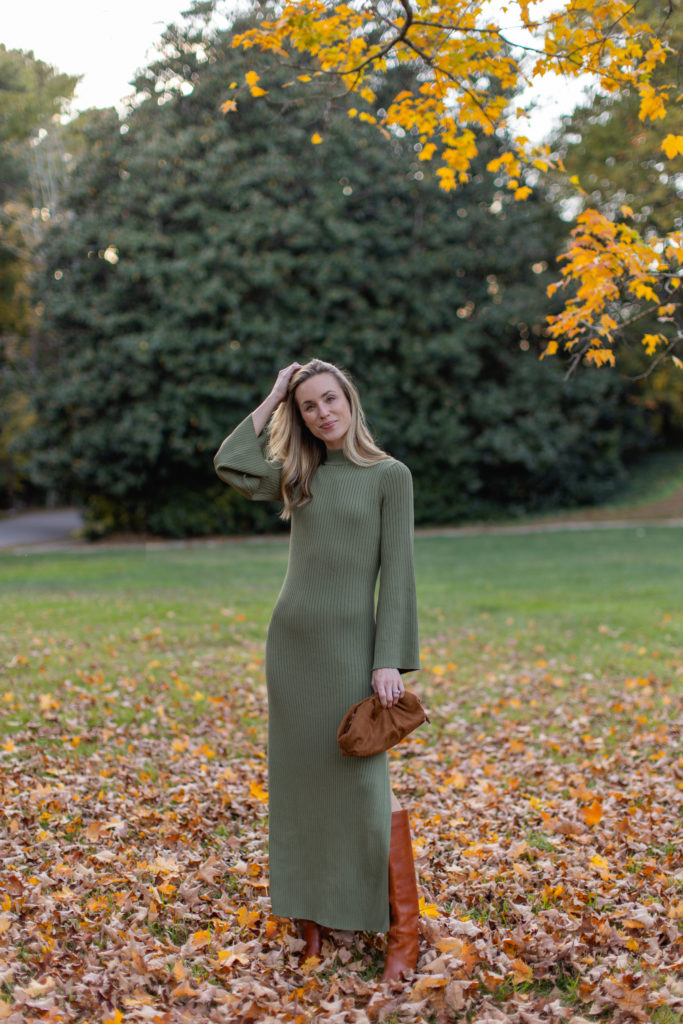 blogger sweater dress outfit for fall 2022