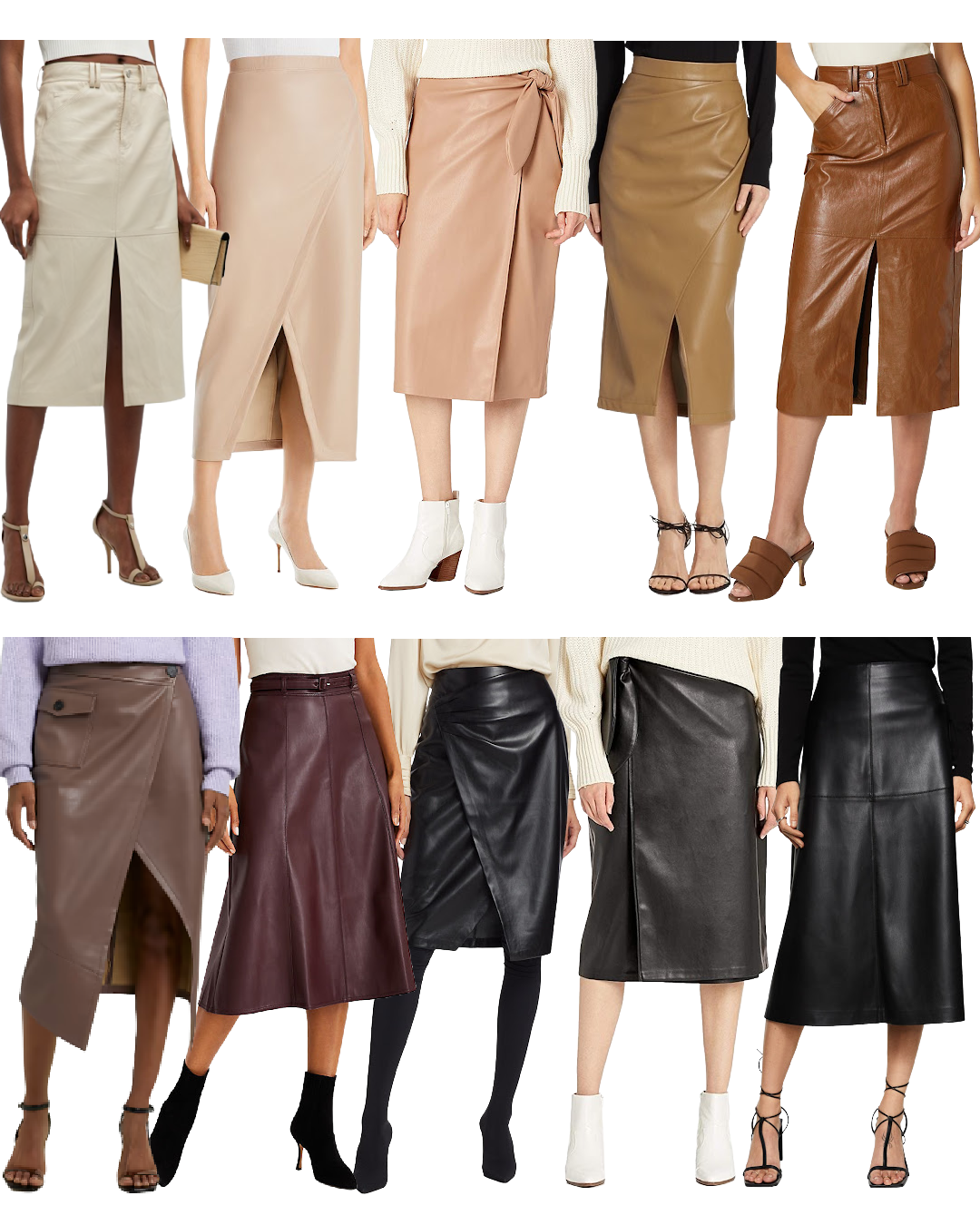 best leather midi skirts