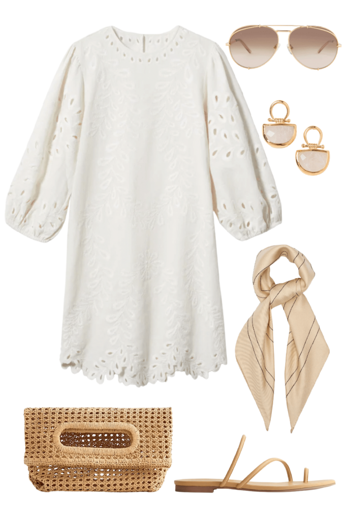 straw clutch bag outfit