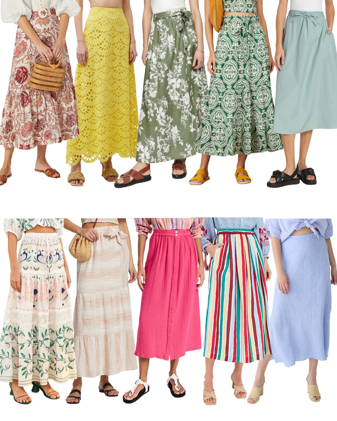 colorful long summer skirts