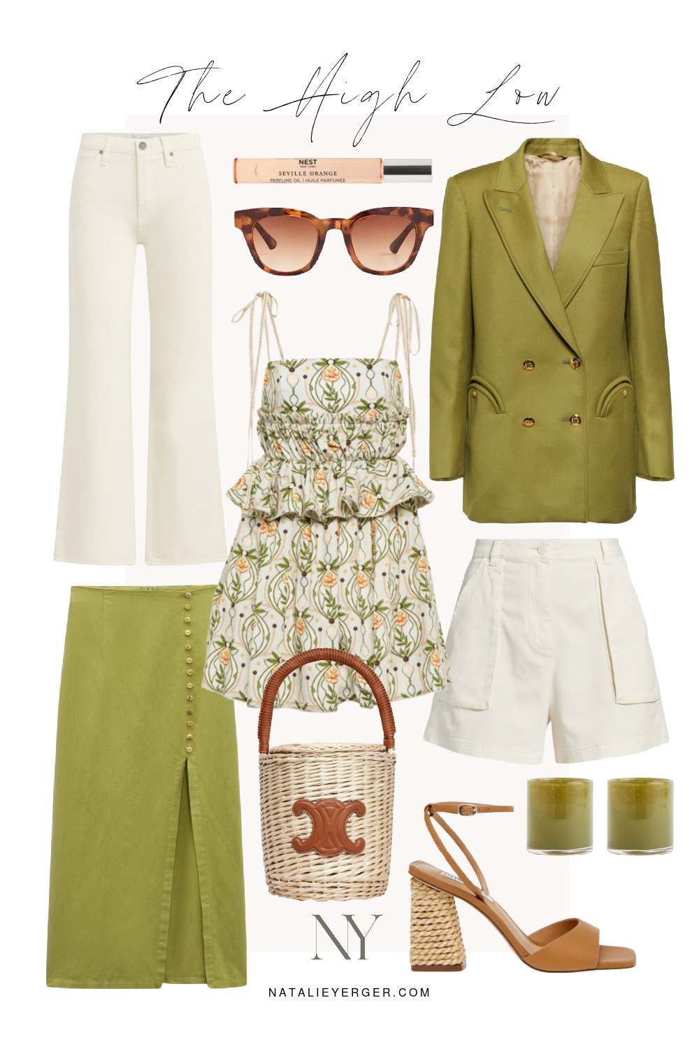 green and white summer dress outfit inspiration