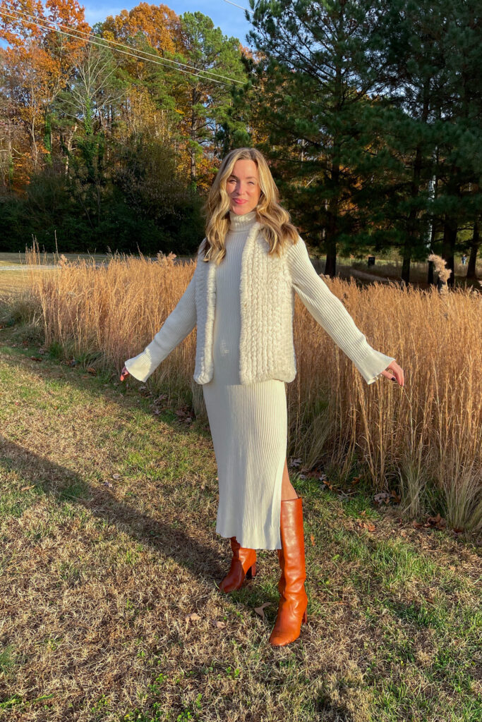 How to Wear Knee-High Boots with a Sweater Dress